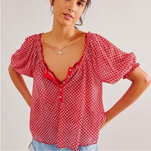 Free People Astra Peasant Top - no size tag - fits like L/XL (see photos)